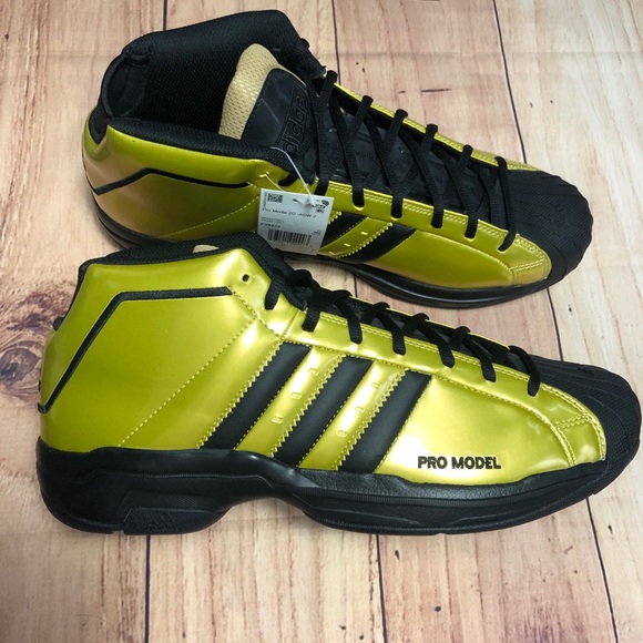New Adidas Pro Model Sneakers Gold Black Size 12.5 - Picture 1 of 7